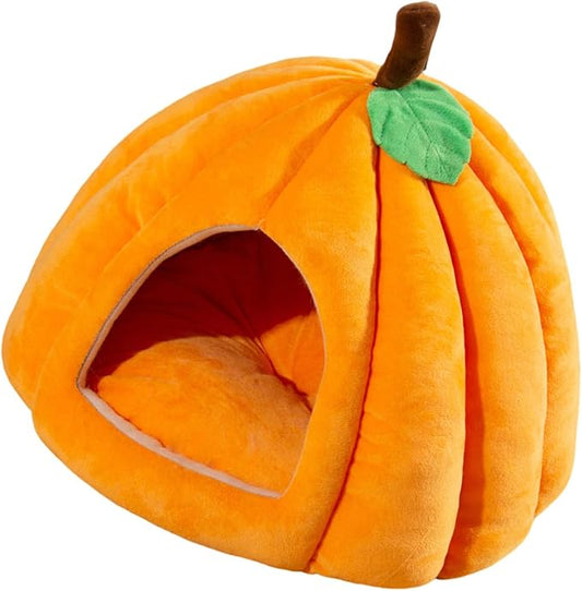 Peiiwdc Detachable Pet Bed Kitten Puppy Dog Cave Cartoon Pumpkin Pet Detachable Cushion Nest Supplies Cave Washable