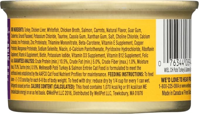 Wellness Canned Cat Formula Turkey and Salmon -- 3 Ounce (Pack of 3)