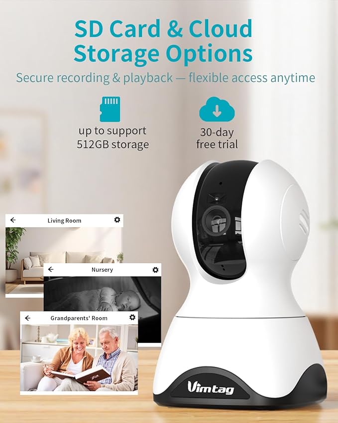 VIMTAG 5G Pet Camera Indoor with Phone APP, 4MP Dog Camera with Speaker, 360° Pan/Tilt Baby Monitor, Security Cameras for Home/Room/Nanny, Dual-Band WiFi, Motion Tracking, 2-Way Audio, Cloud & SD Card