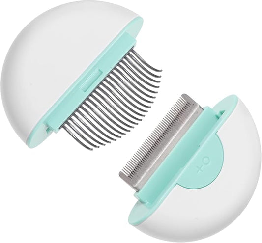 Cat Hair Comb with Massage Brush Stripping Tool for Grooming Cat Cleaning Comb for Shedding Dematting Premium Pet Grooming Tool in Mint Green
