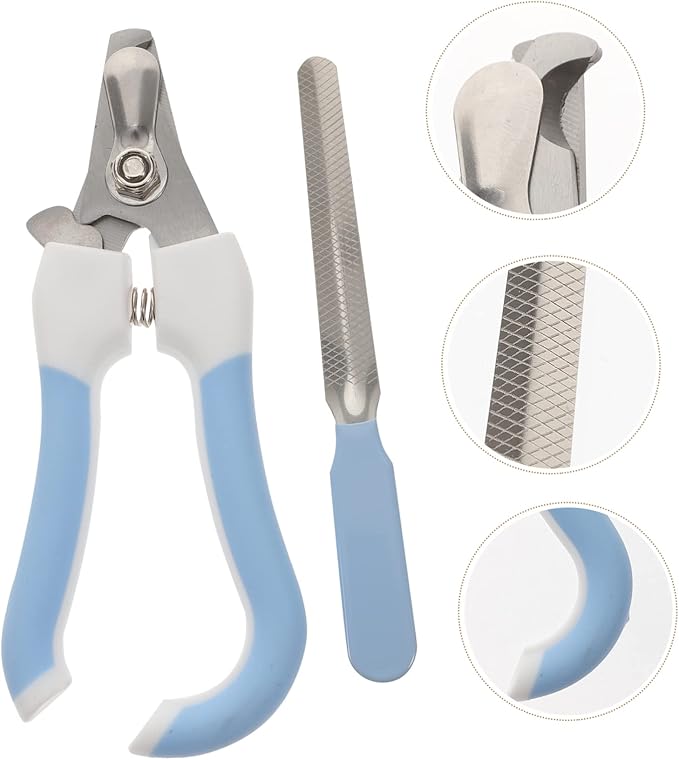 POPETPOP 2-Piece PET Nail Clipper Set Professional Dog Cat Nail Trimmers with File Portable Easy to Use for Home Grooming