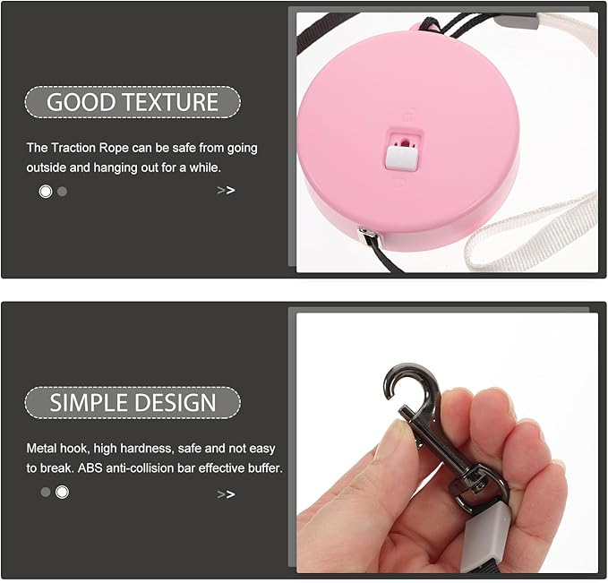 Toyvian Retractable Dog Leash 3 Meters Long Round Pink Multifunctional Rope Leash for Small Dogs Cats and Rabbits Outdoor Walking Pet Supplies Random Color