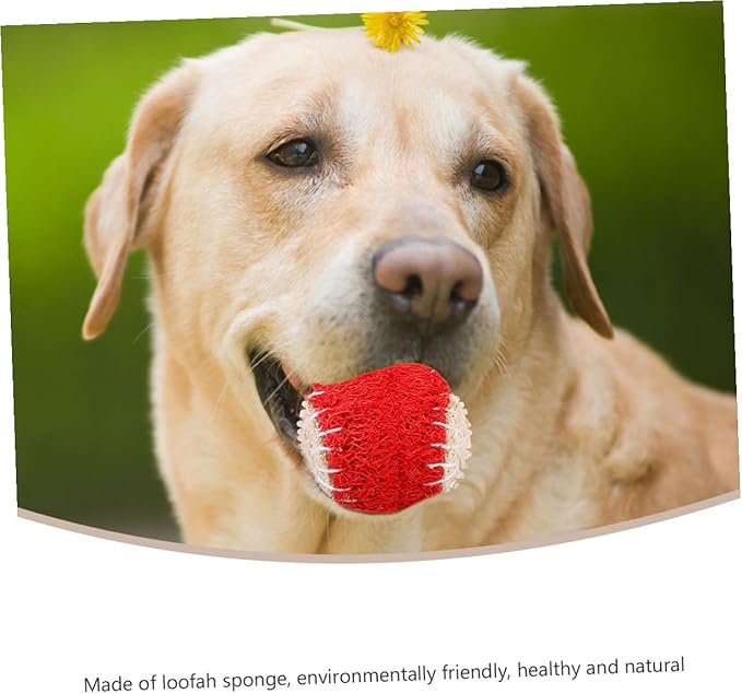Uonlytech 2pcs Dog Tennis Balls Chew Natural Loofah Pet for Puppy Training Sturdy Dog Ball Chew Interactive Play Supplies Random Color