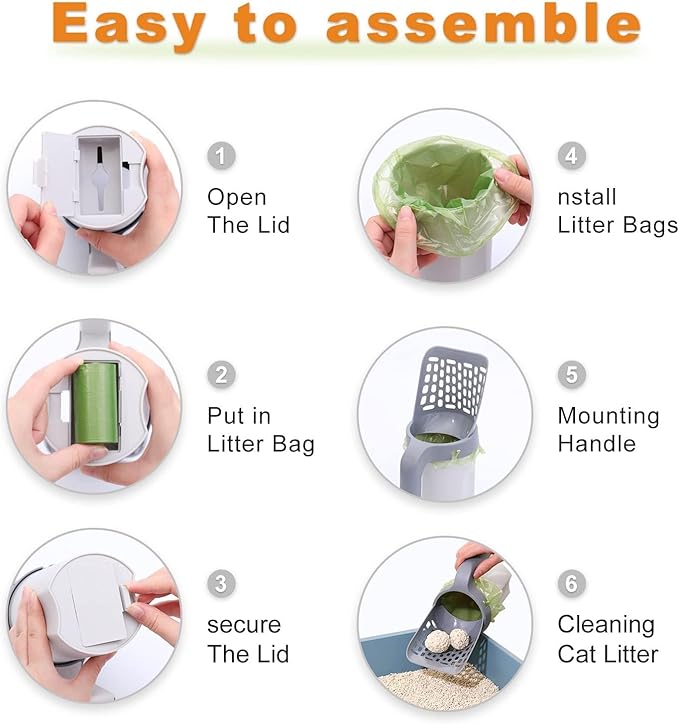 Cat Litter Shovel, Pet Poop Shovel Litter Scoop Cat Litter Sand Shovel with Storage Box Cat Litter Sifter Scooper System