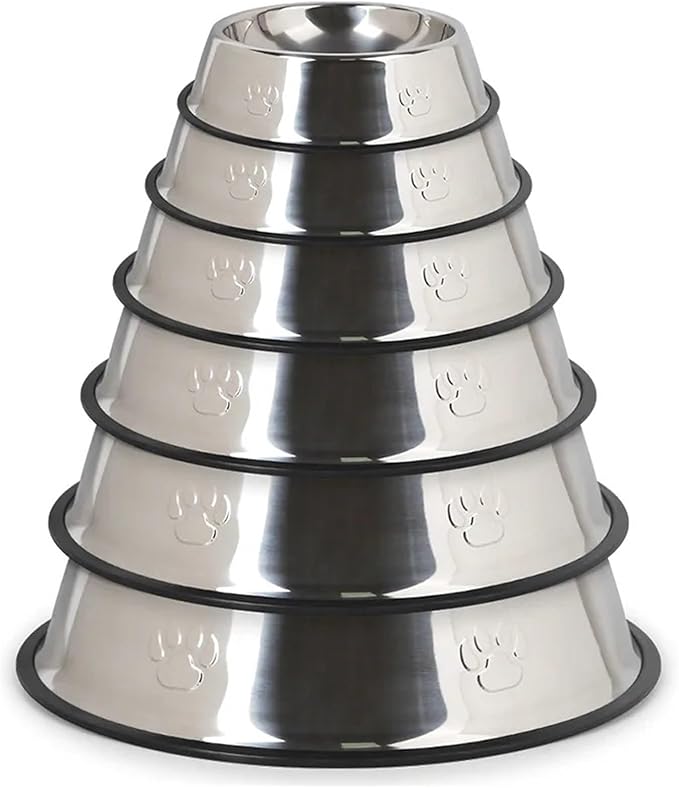 Paw Stainless Steel Pet Dog Bowl Feeder Skidproof Anti-ant Shape Cat Dog Bowls Food Accessories Pet Supplies 6 Sizes(15.5CM Diameter)