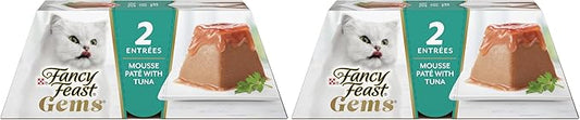 Fancy Feast Gems Pate Cat Food Mousse with Tuna and a Halo of Savory Gravy Cat Food - 4 oz. Boxes,(Pack of 16)