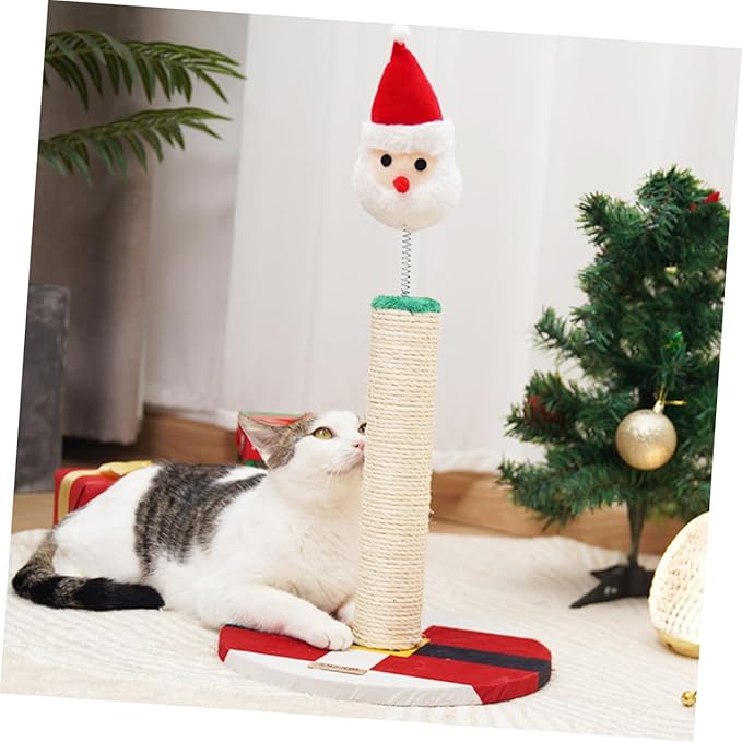 UPKOCH Christmas Cat Scratching Post Vertical Sisal Activity Tower Indoor Kitten Scratcher for Daily Use