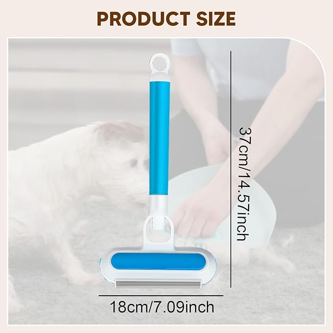 Pet Hair Removal Brush Grooming Portable Washable Pet Grooming Tool Cat Hair Remover for Glass Outdoor Couch Doors, Blue