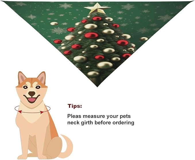 Dog Bandana Spring Pet Scarf Adjustable Triangle Round Ball Christmas Tree Printing Dog Bib Washable Polyester Puppy Bandana for Small Medium Large Dogs Cat Birthday Party Supplies
