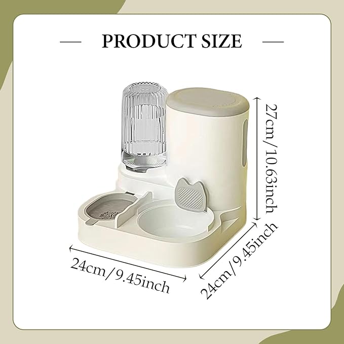 Automatic Dog Feeder and Water Dispenser Dog Bowl Household Portable Automatic Pet Feeder Food Feed for Small Dogs Kitten, Grey