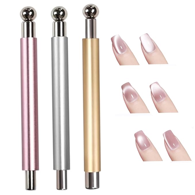 Nail Magnets for Nail Art, 3PCS Cat Eye Magnet for Nails 4 Inch Double-Head Cat Eye Gel Polish Magnet for Home DIY, Salon