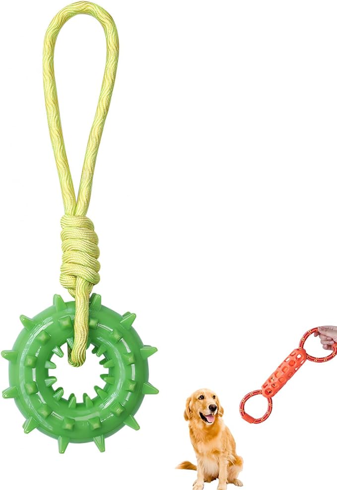 Colorful Dog Rope Chew Toy, Interactive Tug Toy for Pet Dental Health, Durable Puppy Teething Toy, Fun Indoor Outdoor Pet Play Supply for All Dogs (Unicyclic Green)