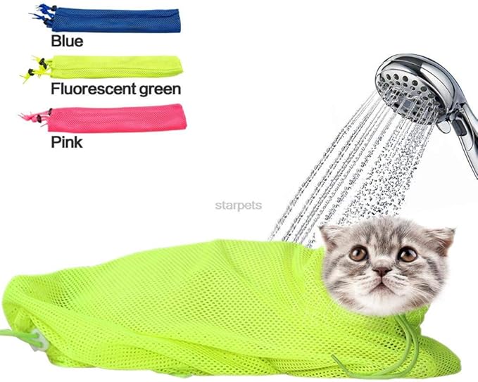 SOCHII New Mesh Cat Grooming Bathing Bag No Scratching Biting Restraint for Bathing Nail Trimming Injecting Examing Green M