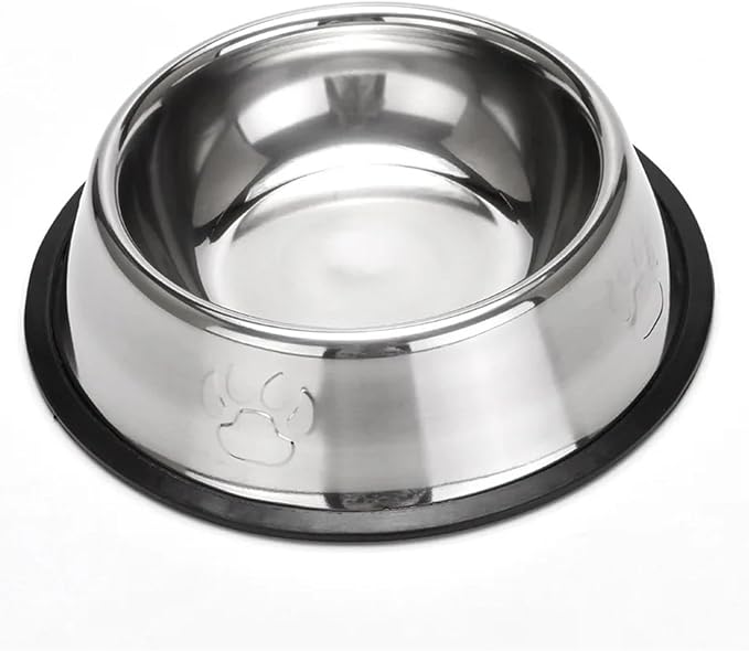 1PC Stainless Steel Pet Bowl Cat Bowl Dog Food Bowl Multi-Specification Anti-Fall Food Bowl Food Bowl Feeding Pet Supplies(22cm)