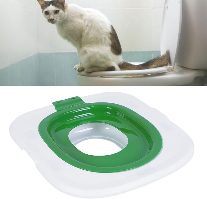 Cat Toilet Training Kit, Detachable Design for Easy Cleaning Reusable Removable Pet Toilet Trainer Seat Universal Reusable Environmentally Friendly Cat Toilets Trainer for Pet (Green)