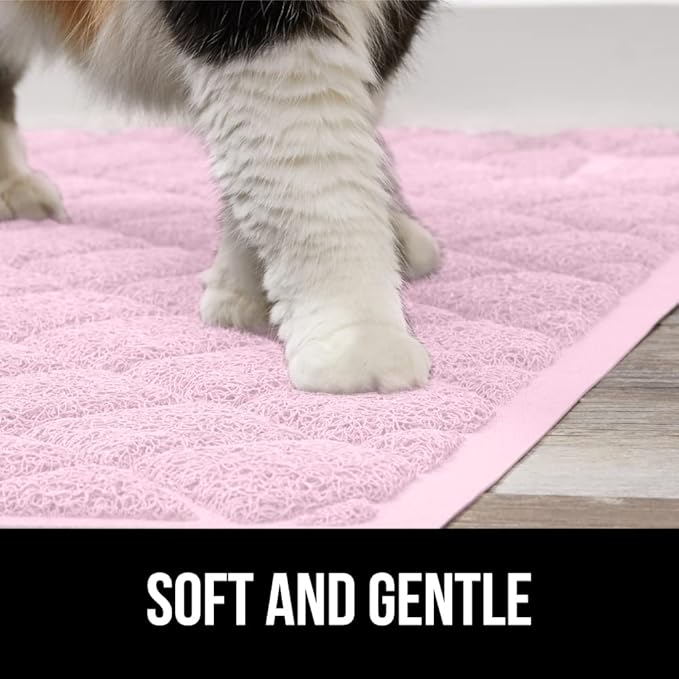 Gorilla Grip Cat Litter Trapping Mat and Pet Leash, Cat Litter Trapping Mat is 35x23 Inch, Pet Leash Includes Waste Bag Dispenser, Both in Pink Color, 2 Item Bundle