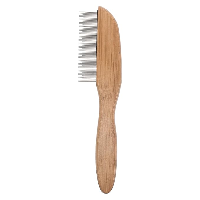 Dog & Cat Grooming Comb - Removes Tangles Knots Matted - Dematting Tool with Stainless Steel Teeth & Non-Slip Wood Handle Short Hair Brush for Home Pet Store