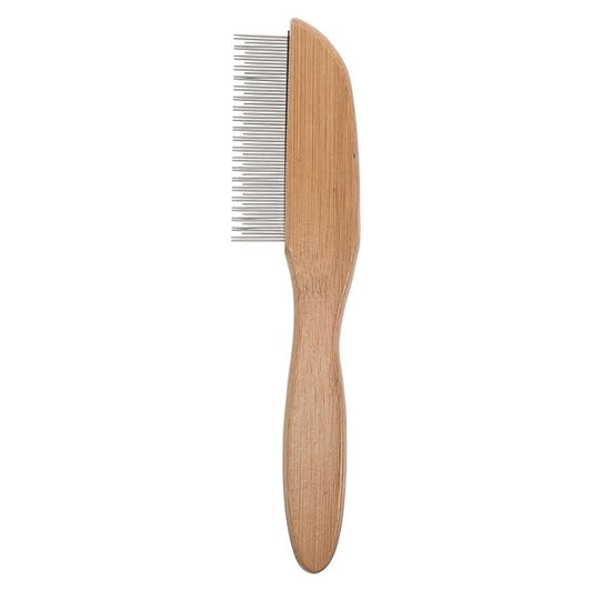 Dog & Cat Grooming Comb - Removes Tangles Knots Matted - Dematting Tool with Stainless Steel Teeth & Non-Slip Wood Handle Short Hair Brush for Home Pet Store