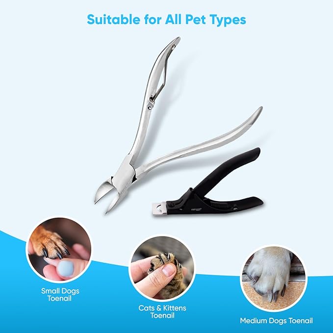 YNR Wire Spring Pliers, Dog Claw Pliers, Wire Sprung, Stainless Steel, Cat Nail Clippers, 3/4-inch/12 cm, Nail Clipper for Pets, Sharp Cutting Blades, Professional Claw Cutters (Claw Cutter Set)