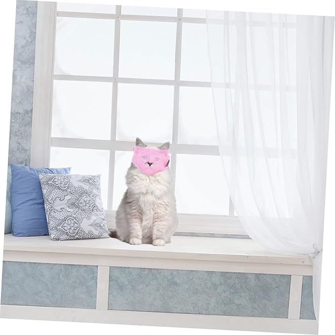 BESPORTBLE Breathable Cat Muzzle for Kittens Biting and Licking PET Supply Adjustable Straps Soft Polyester Cat Mouth Cover for Safe Travel and Grooming