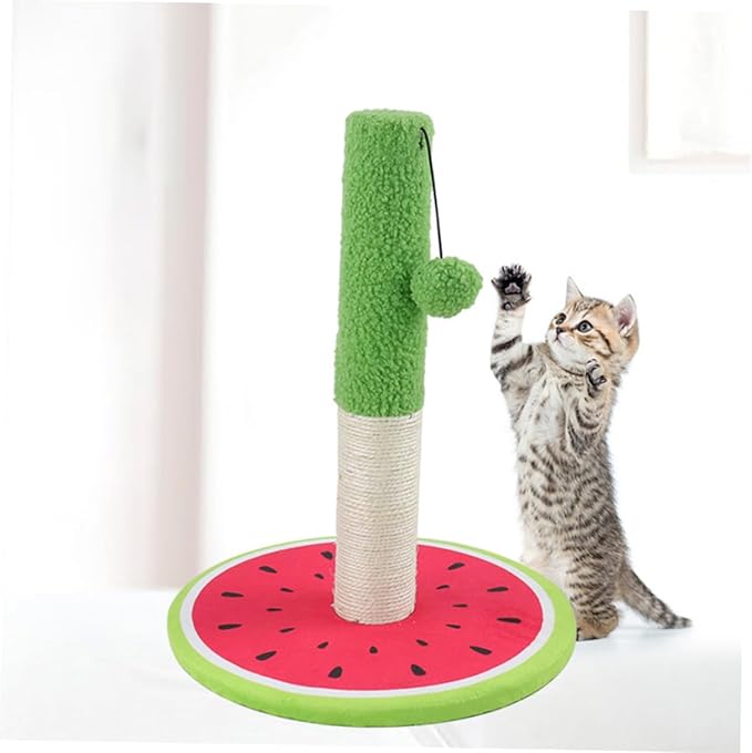 Beaupretty Cat Scratching Post and Climbing with Sisal Material Watermelon Design Interactive Cat Activity and Kittens for Claw Grinding and Self Grooming