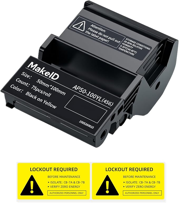 MakeID EP53 Labels, All-Weather PET Label Tape with Ribbon Cartridge for Indoor/Outdoor ID and Equipment Labeling - for EP53 Portable Industrial Label Maker