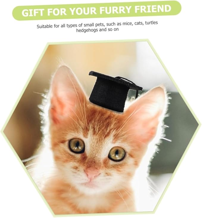 2pcs Black Tassel Dog Doctoral Caps Elastic Graduation Hats for Pet Party Supplies Creative Multi-Purpose Dog Dr Hats and Small Pets