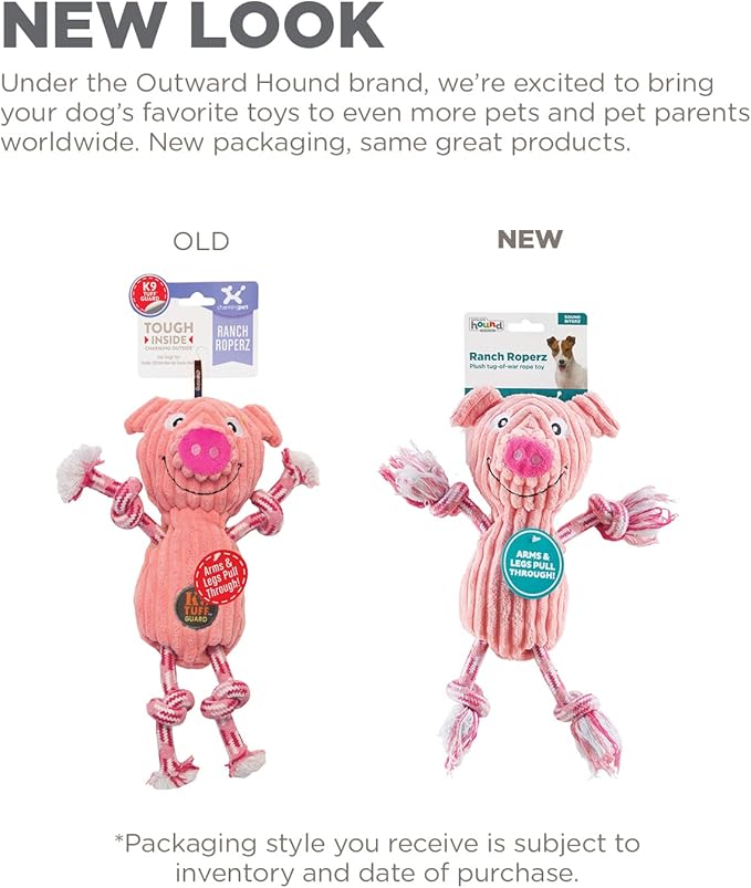 Outward Hound Ranch Roperz Pig Plush Squeaky Dog Toy