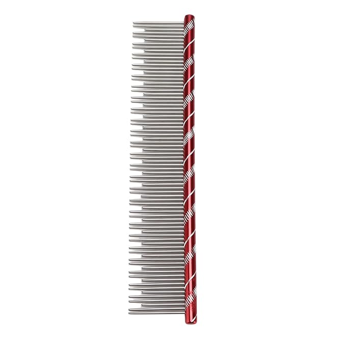 Dioche Stainless Steel Cat Comb for Gentle Grooming and Detangling – Pet Hair Removal Tool with Density Teeth for Breeds (Red)