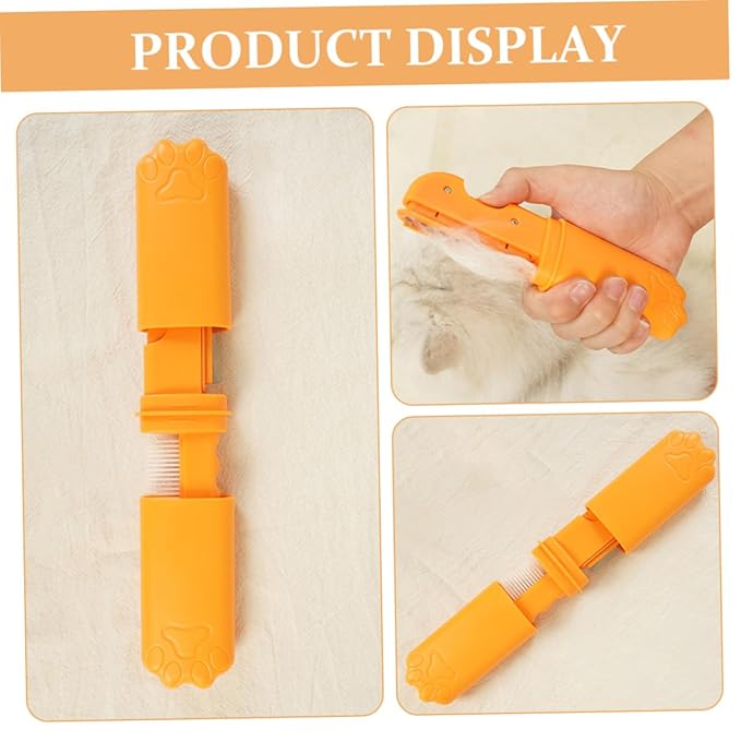 Toyvian Pet Grooming Comb for Dogs and Cats, Orange Fine-tooth Shedding Brush, Dematting Hair Removal Tool for Pet Fur Care