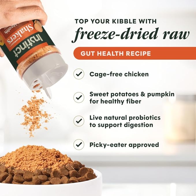 Instinct Raw Boost Shakers, Freeze-Dried Powder, Dog Food Topper, Chicken - Gut Health, 5.5 oz. Bottle