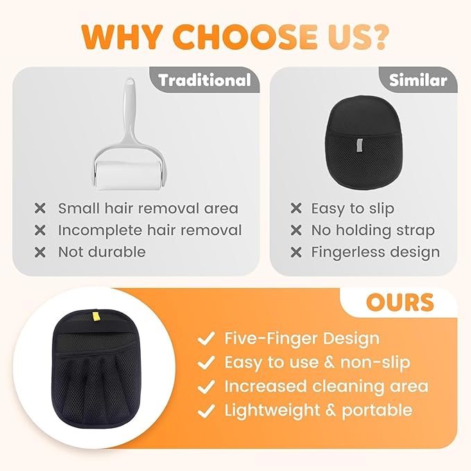 Pet Hair Removal Glove, Reusable Pet Hair Remover Glove, 2025 New Upgrade Efficient Grooming Gloves for Pet Hair, for Furniture, Carpet, Car Seat, Pet Grooming (1)