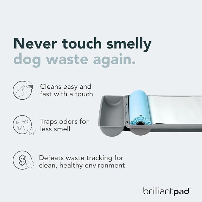 BrilliantPad Indoor Dog Potty for Small Pets, Basic | Automatic Self Cleaning with Odor Control, Puppy Training Alternative to Grass Turf, Mess Free | Includes 1 Disposable Absorbent Pee Pad Roll
