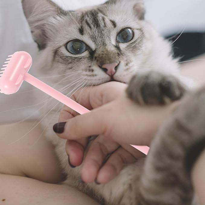FRCOLOR Cat Grooming Brush Pet Accessory Mini Massage Scratch Brush for Shedding Soft Pink Cat Cleaning Tool