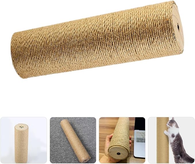 SUPVOX Jute Rope Cat Scratching Post Replacement Solid Wood Cat Climbing Pole 9cm Diameter 40cm Length Wear-Resistant Indoor Scratcher and Kittens