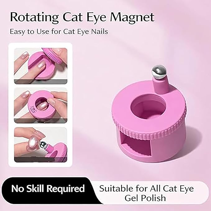 2Pcs Rotating Cat Eye Magnet, 2026 Magnetic Nail Tool, Beginner Friendly 5D Magnet Cateye, Uniform Magnetic Force and Excellent Light Absorption, Can Easily DIY Glossy Cat Eye Effect (2B-Ball Magnet)