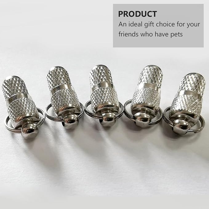 VOSAREA 6 Pcs Dog Id Tags Pet Anti-Lost Tube Collar Hanging Pendant Silver for Dog Collar Address Label Tags Pet Supplies