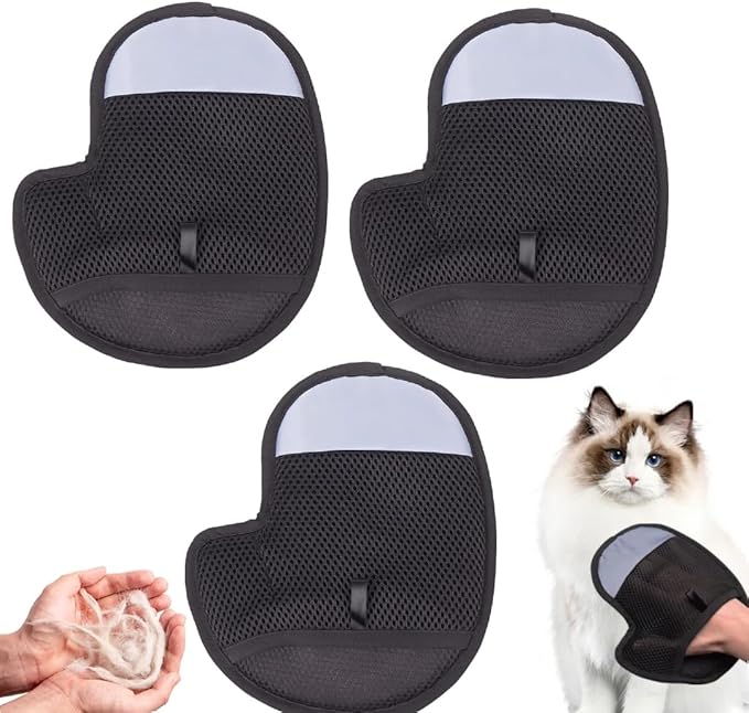 Pet Hair Removal Glove,Electrostatic Pet Grooming Gloves for Cats & Dogs,2025 New Upgrade Efficient Cat Gloves for Grooming,Cat Grooming Gloves for Hair Removal,Reusable Pet Hair Remover Glove (3PC)
