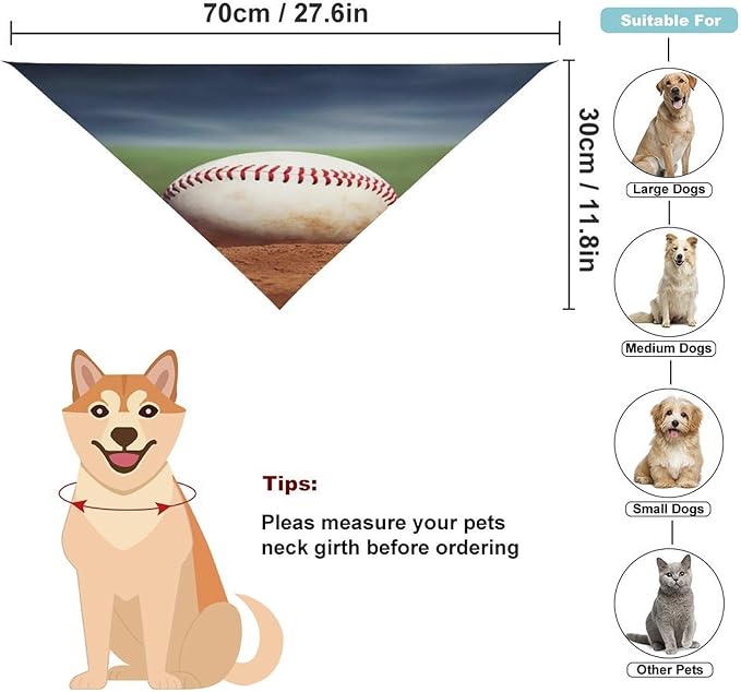 Dog Bandana Spring Pet Scarf Adjustable Triangle Baseball Printing Dog Bib Washable Polyester Puppy Bandana for Small Medium Large Dogs Cat Birthday Party Supplies