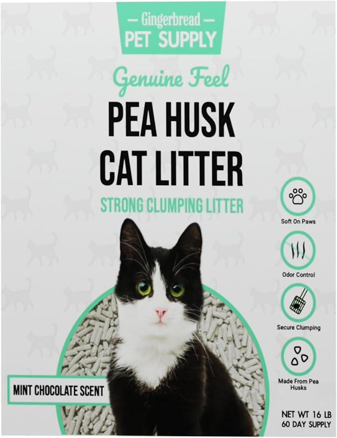 Premium Pea Husk Scented Cat Litter for Happy and Healthy Cats. (Mint Chocolate Chip)(15 lbs)