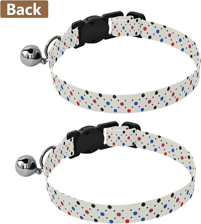 Dog Collar Dots White Pattern Soft Dog Collars Puppy Collar Adjustable Cat Pet Collar for Dogs Cats Pets Supplies 2 Pack