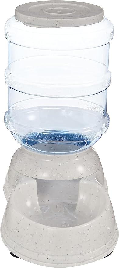 Amazon Basics Gravity Pet Food Feeder for Dogs and Cats, Easy to Clean, Easy to Fill, Removable Lid, 6-Pound Capacity, Small, Gray