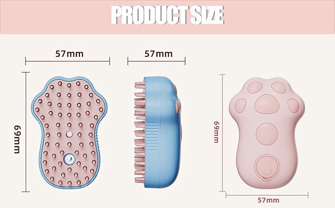 Steamy Cat Brush,Self Cleaning Steam Cat Brush,Electric Cat Steamer Brush for Massage Shedding Grooming Bath,Pet Hair Removal Comb,Wet Cat Brush with Water (Blue)