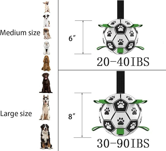 Dog Toys Soccer Ball, Interactive Dog Toys for Tug of War, Puppy Birthday Gifts, Tug Toy, Water Toy, World Cup Durable Balls for Medium & Large Dogs（8 INCH