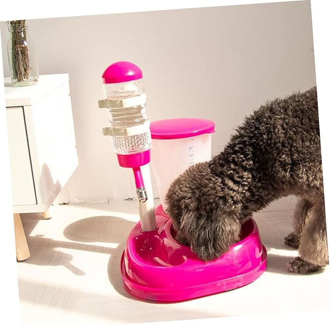 Happyyami Drinking Fountain for Dogs Pet Waterer Feeder Non-Slip Base Rose Pink