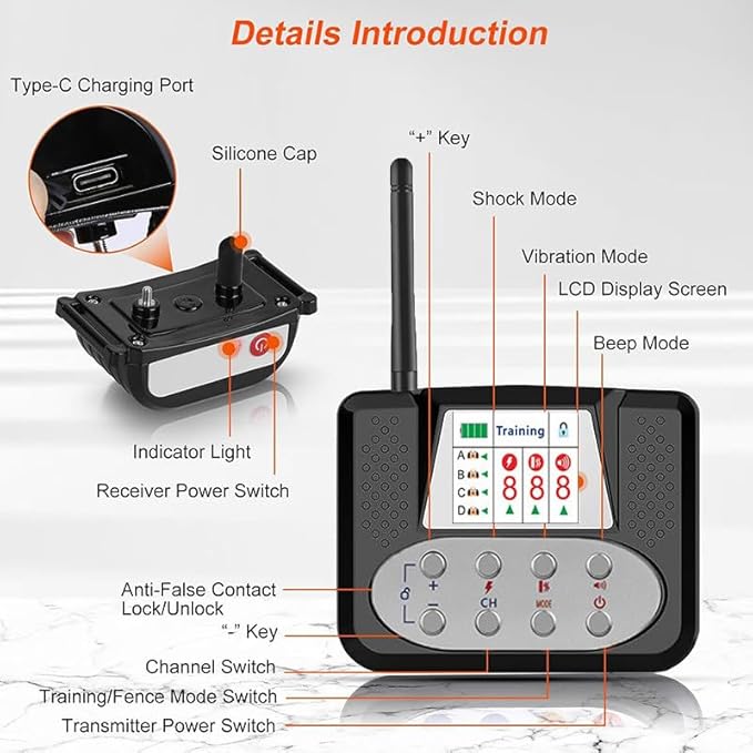 Wireless Dog Fence, Electric Dog Fence & Remote Training Collar 2 in 1, Vibration & Shock, IP67 Waterproof Receiver, 3 Modes, 2026 Pet Boundary Containment System for 1/2/3/4 Dogs,for3dogs