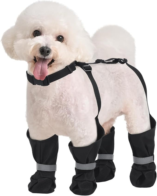 Dog Suspender Boots, Anti-Slip & Fall Waterproof Dog Shoes Leggings, Dog Paw Protector for Small Medium Dogs, Adjustable Dog Boots Pet Shoes for Outdoor Walking