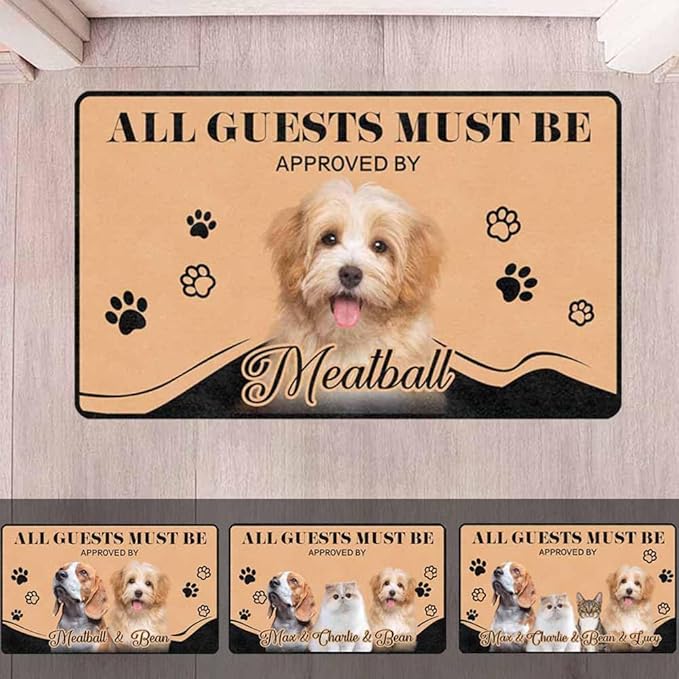 Generic Personalized Dog Cat Doormat, Custom Pet Door Mat for Outdoor, Indoor, Custom Cat Dog Rugs Gifts-24x16inch (Up to 4 Pets), One Size, Style-1