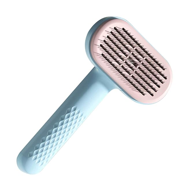 Self Cleaning Slicker Brush | Grooming Tool for Cats Dogs - Push Button Hair Remover, Detangling Undercoat Comb, Skin Massage Pins Reduce Shedding | for Veterinarians Owners Salon Use