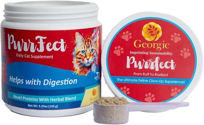 Purrfect Cat Supplement for Coat, Digestion, Immunity & Gut Health – Natural Probiotics, Omega-3, Vitamins, Pumpkin, Turmeric & Ashwagandha – Daily Wellness Food for Cats – 5.29 Oz (30 Servings)